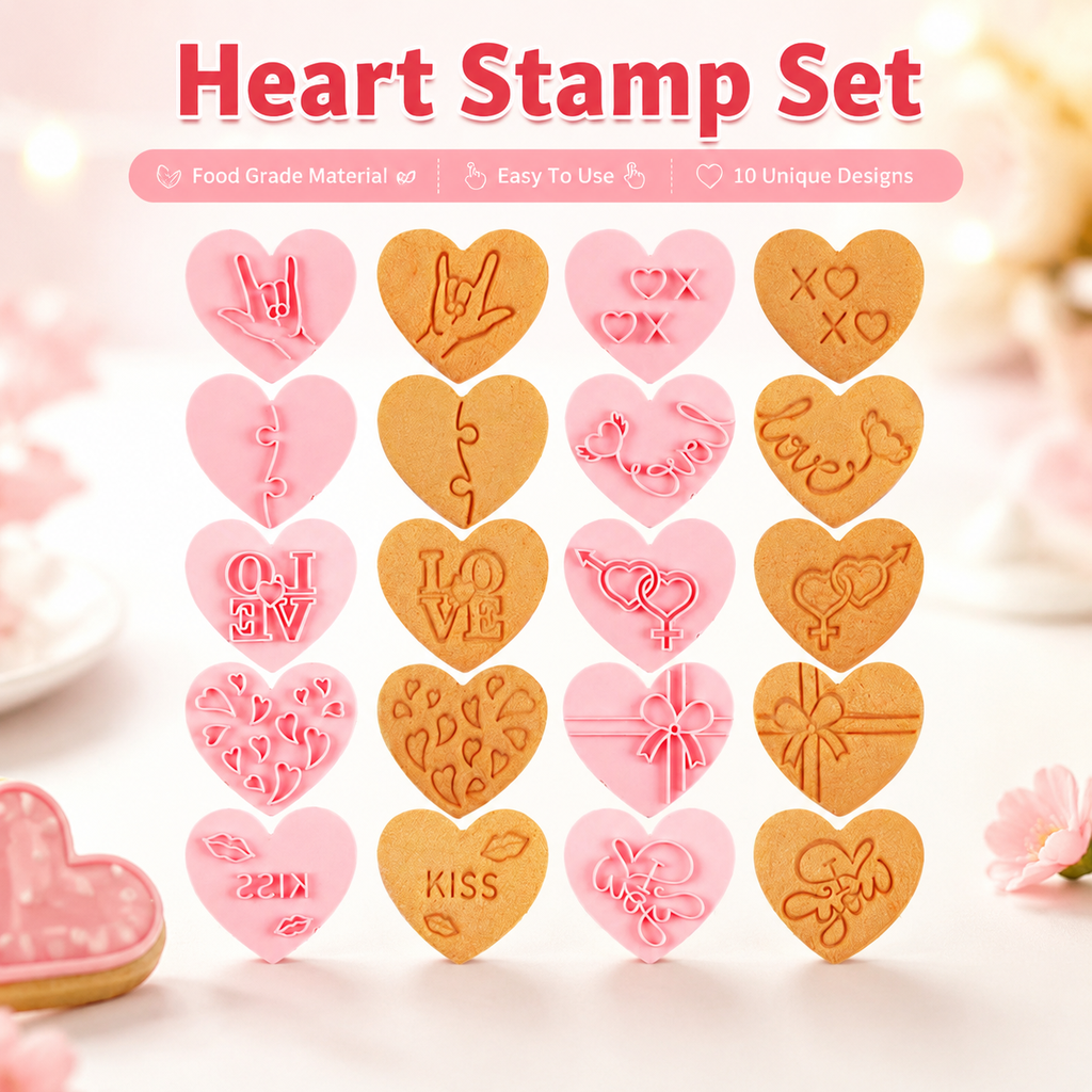 Kitchen Baking Set - Heart Shape 10pcs Baking Mold Set
