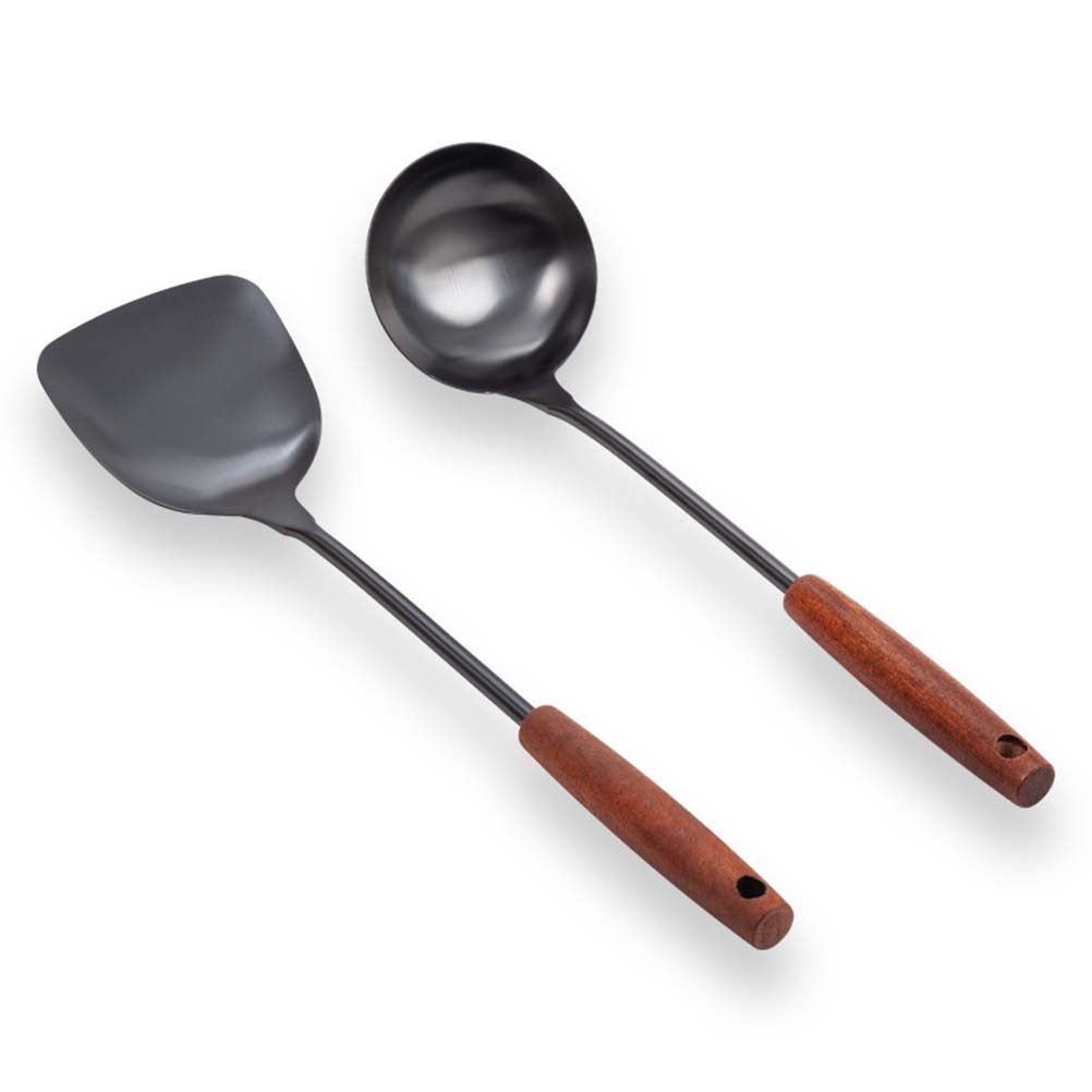Kitchen Baking Products - Stainless Steel Cooking Spatula Brown Wood