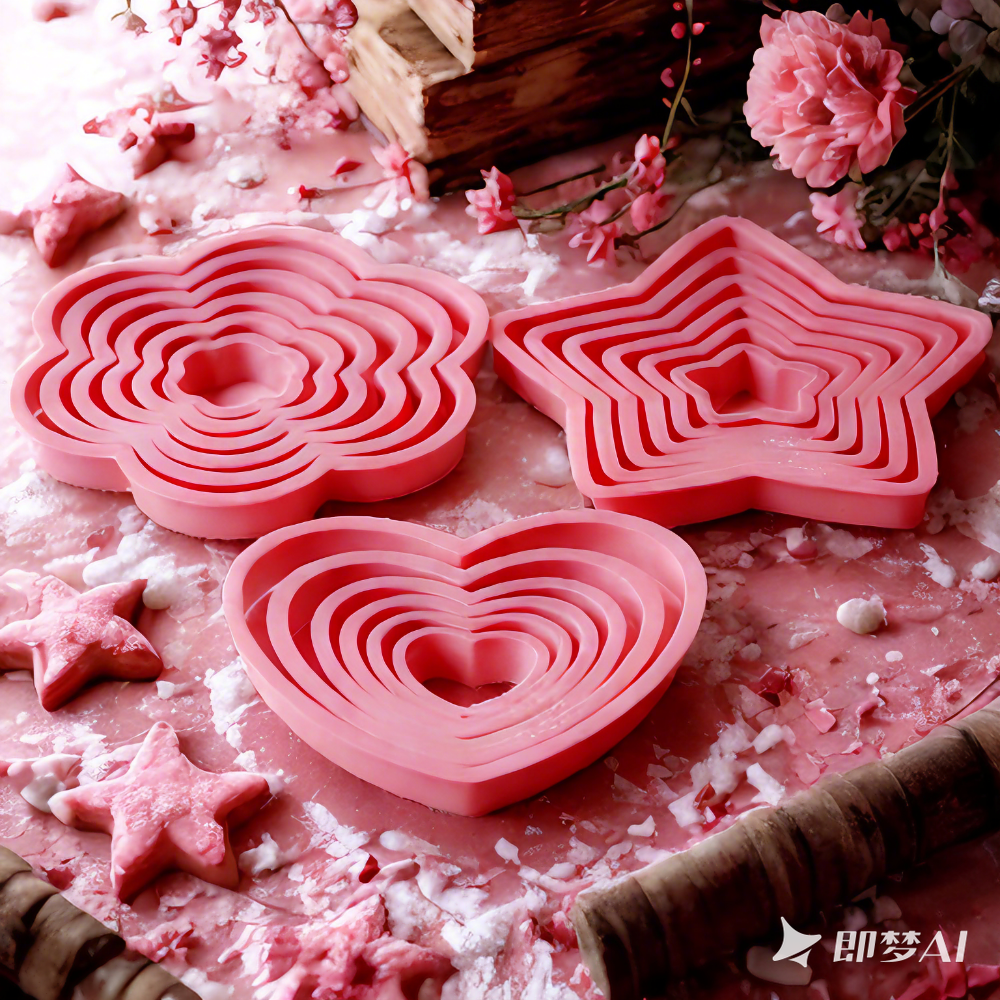 1set/3sets Pink Heart Star Flo - Kitchen Baking Set ulasan dan harga