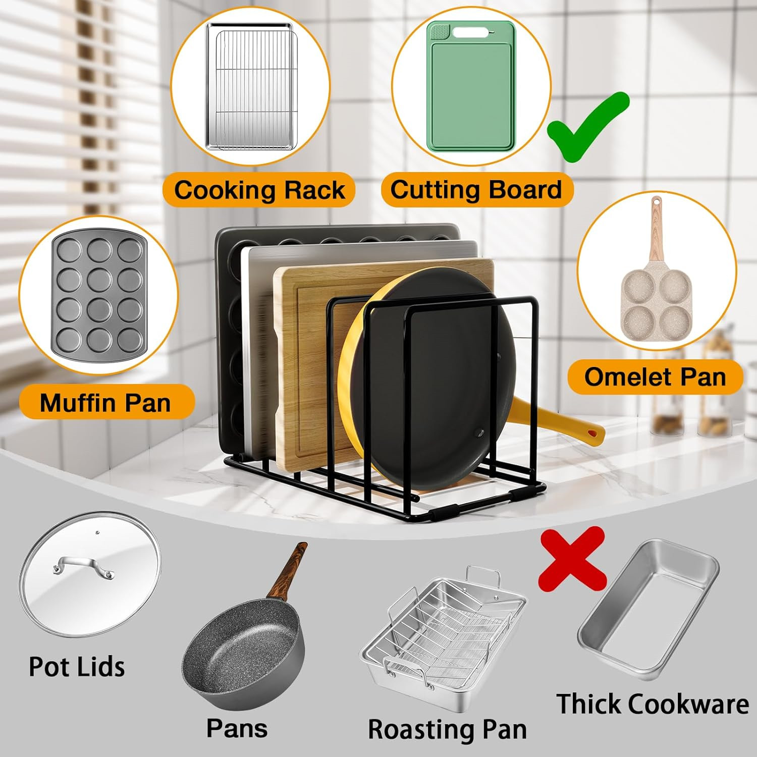 Steel Kitchen Cabinet Organize - Kitchen Baking Pan Organizer ulasan dan harga