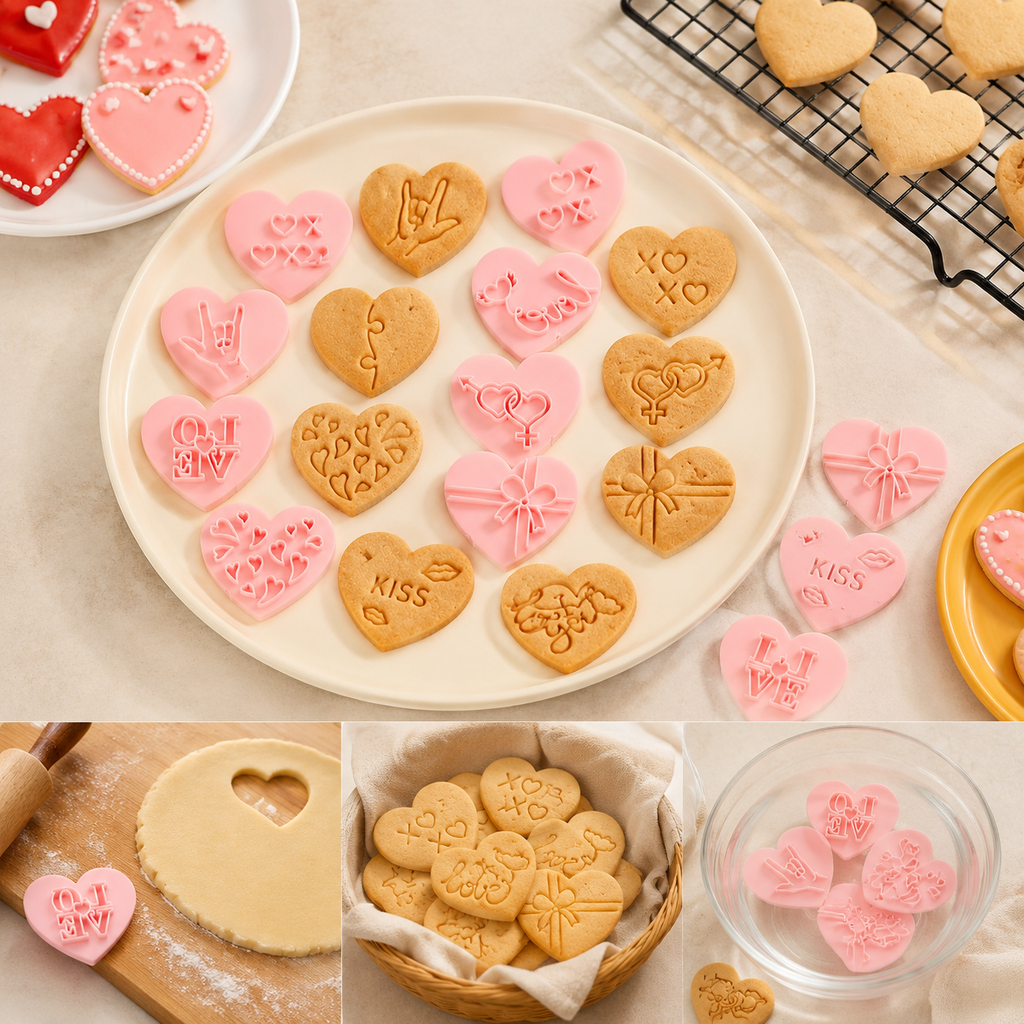 Heart Shape 10pcs Baking Mold  - Kitchen Baking Set ulasan dan harga