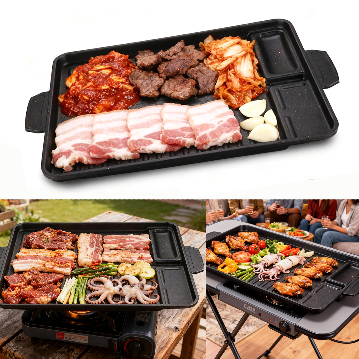 Korean Grill Pan for Indoor Ou - Kitchen Baking Tray Organiser ulasan dan harga