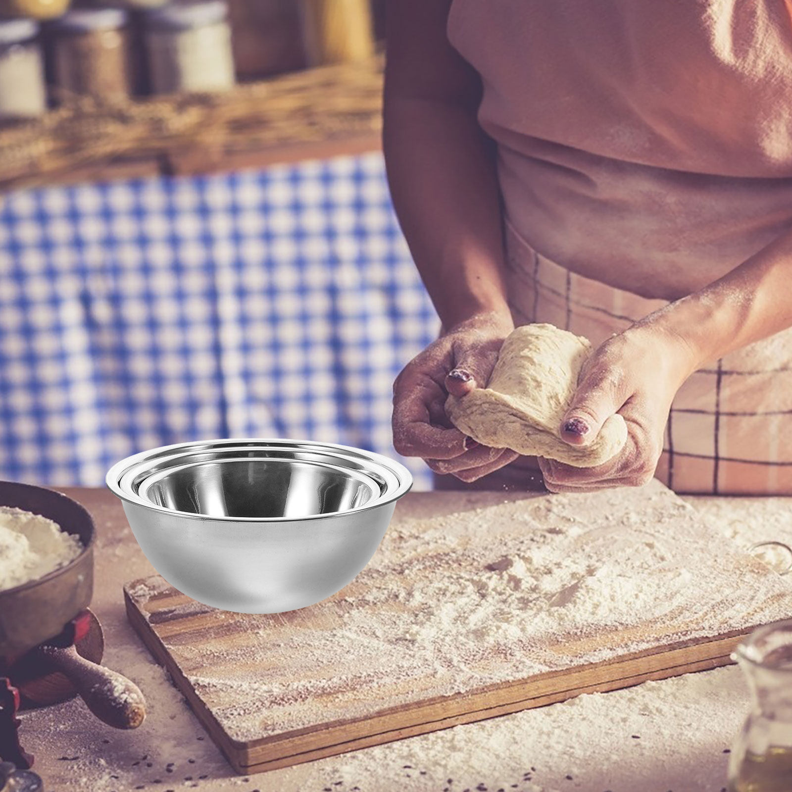 3Pcs Stainless Steel Mixing Bo - Kitchen Baking Set ulasan dan harga