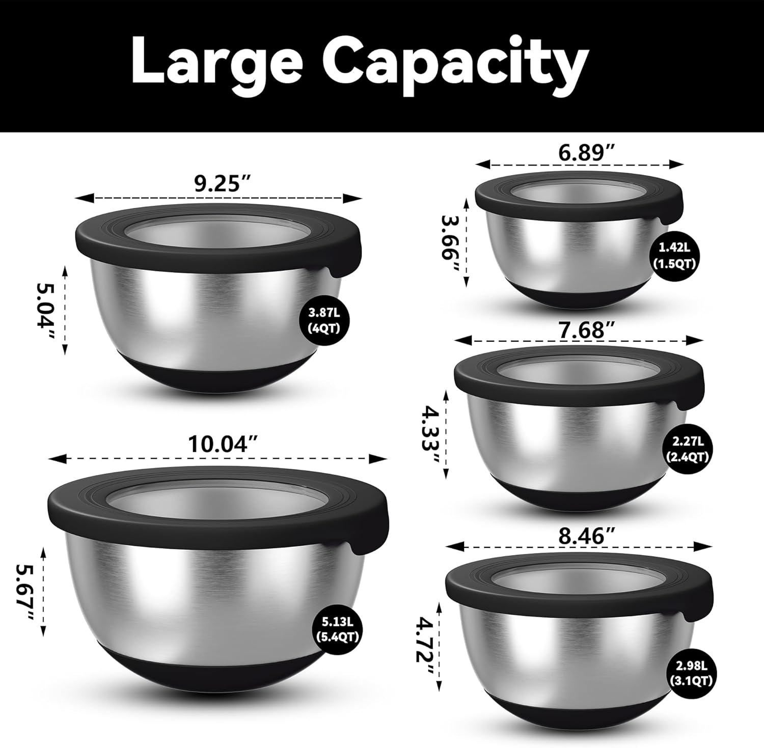 Stainless Steel Mixing Bowls w - Kitchen Baking Cooking ulasan dan harga