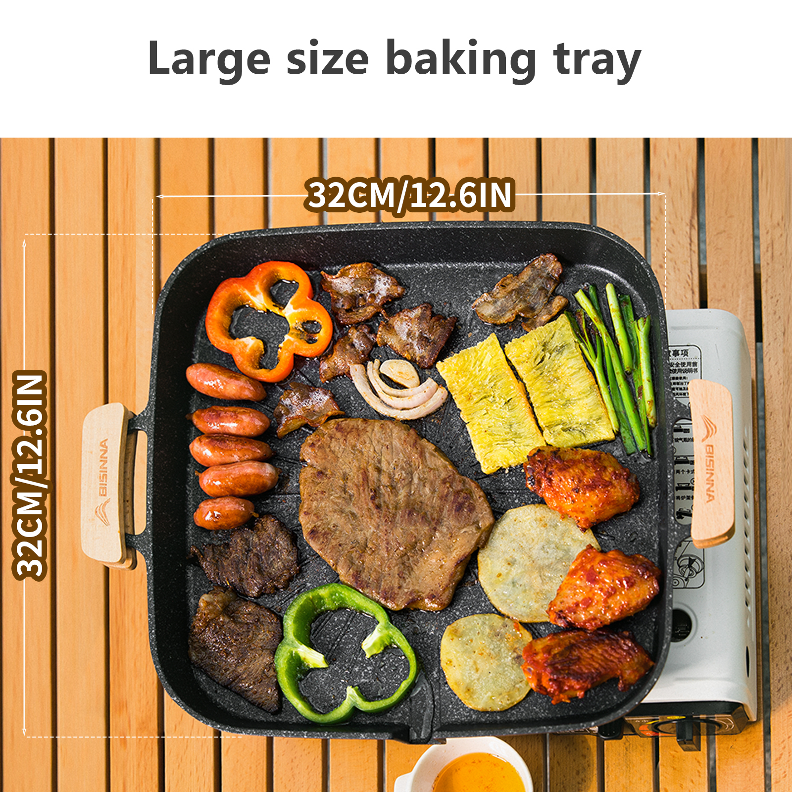 BISINNA Square BBQ Grill Pan N - Kitchen Baking Tray Organiser ulasan dan harga