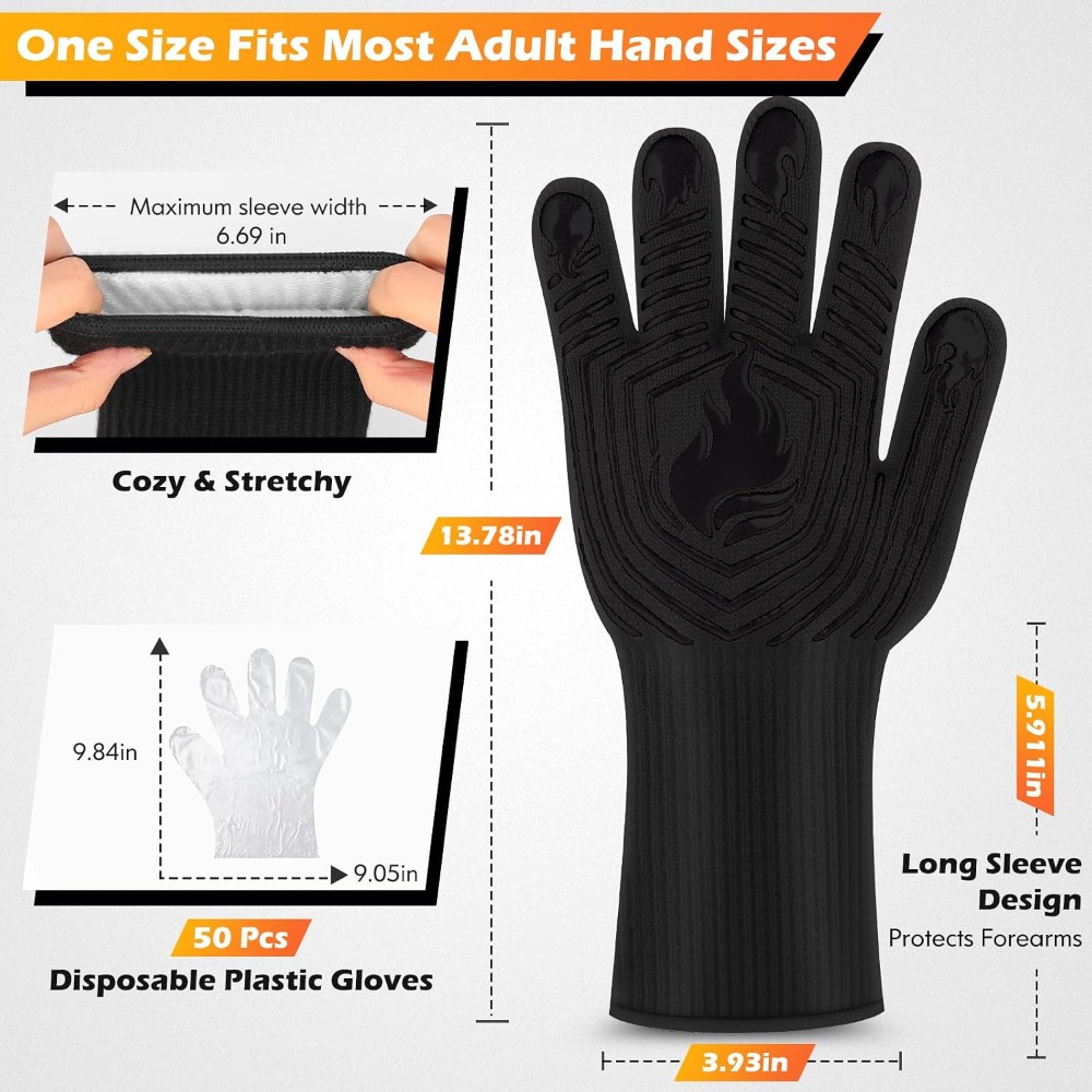 BBQ Gloves, 1472°F Heat Resist - Kitchen Baking Cooking ulasan dan harga