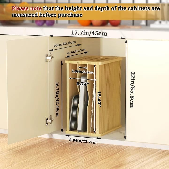 4 Tier Wooden Tray Dividers fo - Kitchen Cabinet Baking Sheet Organizer ulasan dan harga